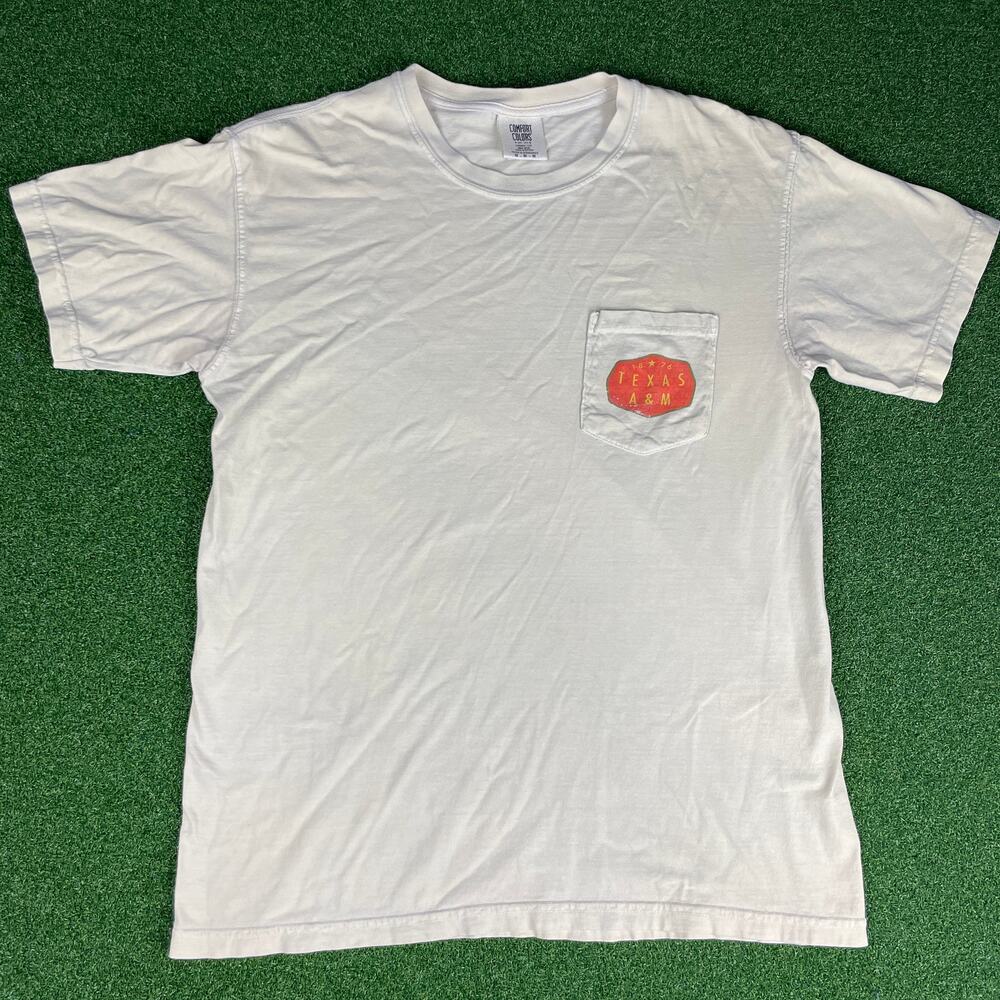 Vintage Texas A&M Aggies Comfort Colors Cream NFL Football T-Shirt Sz M